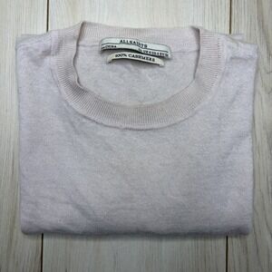 AllSaints Womens Size 4 100% Cashmere Lightweight Knit Sweater Blush Pink